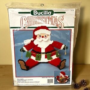 Bucilla Christmas Kit Jolly Santa Plastic Canvas NEW Vintage